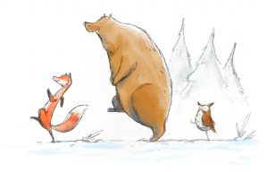 A fox, a bear and an owl go on an adventure